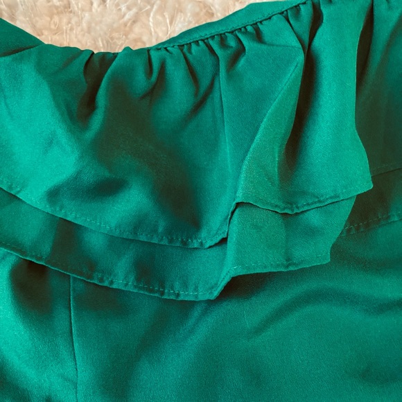 Green One Shoulder Ruffle Mini-Dress - Picture 3 of 7